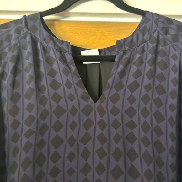 CAbi Harlequin Diamond Shift Dress Womens M Lined shear sleeve blue/black office - Picture 6 of 12